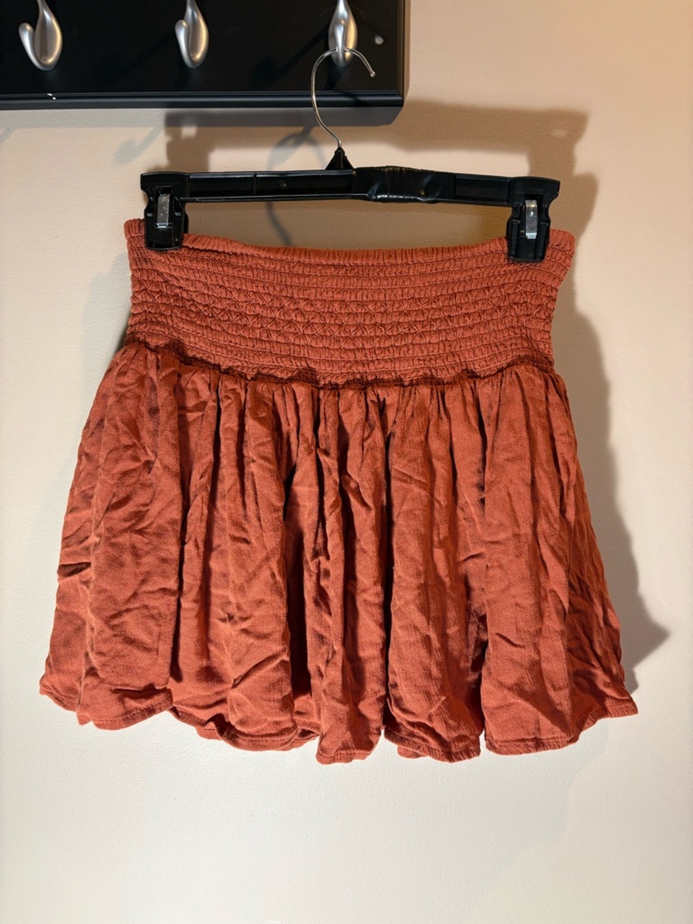 Forever 21 Rust Smocked Waist Circle Skirt